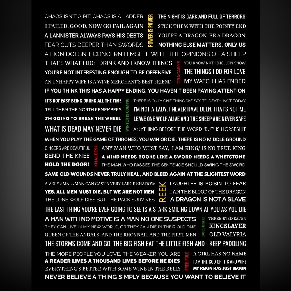 Game of Thrones Quotes Poster